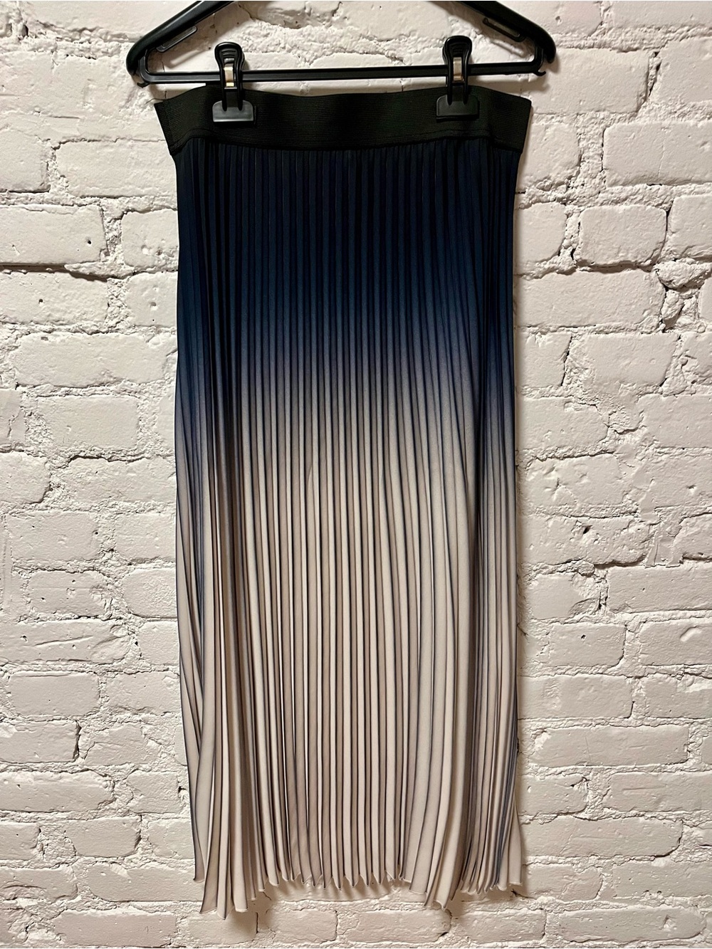 Maje size 2 Ombre Pleated Long Skirt - Navy to Cream